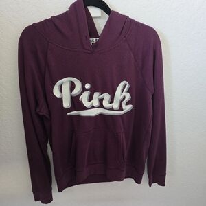 PINK Victoria's Secret Maroon Hoodie with White Logo